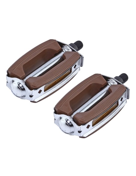 Krate Rubber Pedals 1/2 Brown/Chrome.